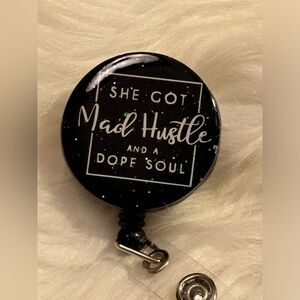 Hand crafted badge reel with clip